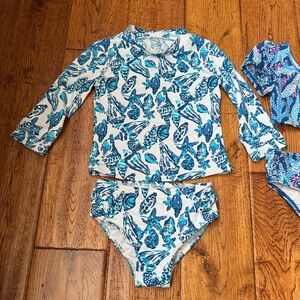 Lilly Pulitzer Seashell Rash Guard Swim Set - Long Sleeve Top & Bikini Bottoms